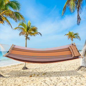 Patio Hammock Foldable Swing Chair Bed with Detachable Pillow-Brown