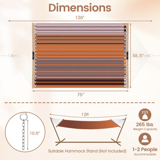 Patio Hammock Foldable Swing Chair Bed with Detachable Pillow-Brown