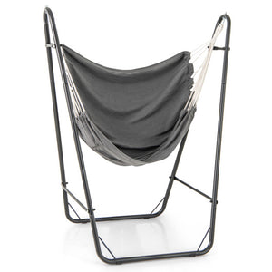 Hammock Chair with Heavy Duty Metal Frame and Side Pocket-Gray