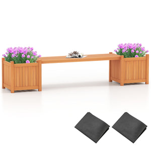 Hardwood Planter Box with Bench Garden Bench with 2 Side Flower Boxes