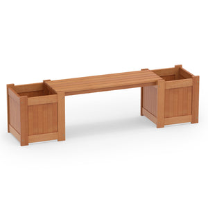 Hardwood Planter Box with Bench Garden Bench with 2 Side Flower Boxes