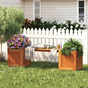 Hardwood Planter Box with Bench Garden Bench with 2 Side Flower Boxes