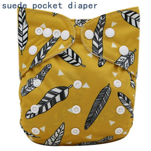Newborn Cloth Diaper Sewed in Charcoal Bamboo Insert and Suede Pocket Diapers Waterproof Baby Nappies Design for Baby