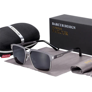 BARCUR Polarized Men’s Sunglasses – Fashionable Square Stainless Steel Frame UV400 Protection Anti-Reflective Outdoor Sports & Driving Eyewear – Original Design Casual Style with Premium Polycarbonate Lenses