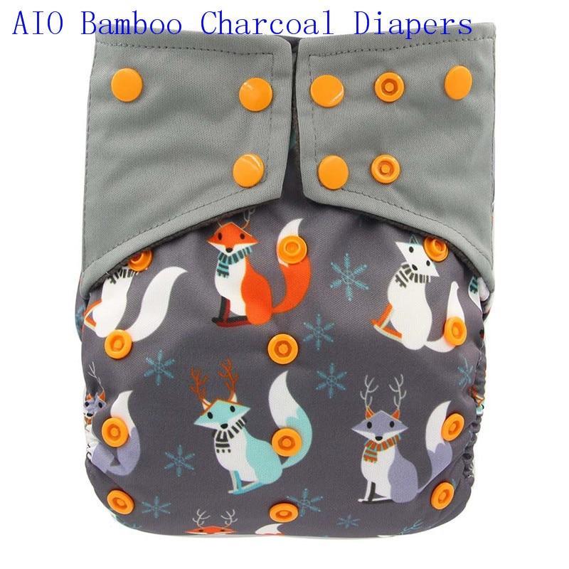 Newborn Cloth Diaper Sewed in Charcoal Bamboo Insert and Suede Pocket Diapers Waterproof Baby Nappies Design for Baby