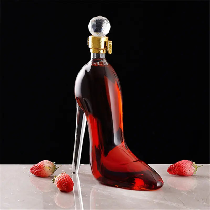 Sparkling Wine Glass Bottle in High Heel Design