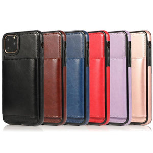 Leather Wallet Case For iPhone 11 Pro Max XS Max XR X 8 7 6S 6Plus 5 5S With Stand Card Pocket Case Cover Shockproof Texture PU Leather  Wallet Cover