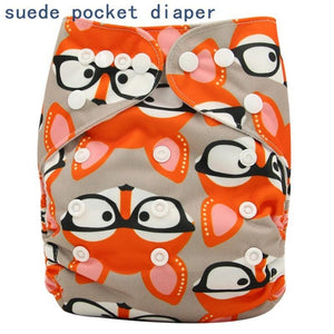 Newborn Cloth Diaper Sewed in Charcoal Bamboo Insert and Suede Pocket Diapers Waterproof Baby Nappies Design for Baby