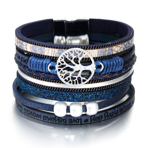 Handmade Luxury Fashion Modern Amazing Charm Pearl Life of tree Leather Bracelets For Women And Man