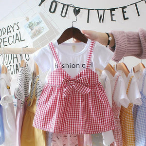 Retro Modern Baby Girl Clothing 0-3Y Casual Toddler Dress Plaid Fake Party Birthday Dress For Girls Between 6-24 Months
