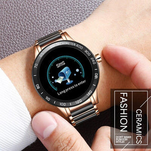 Luxury Ceramic Elegant Unisex Smart Watch With Heart Rate Monitor and Blood Pressure Fitness tracker Ceramic strap Sport Watch With Waterproof Protection