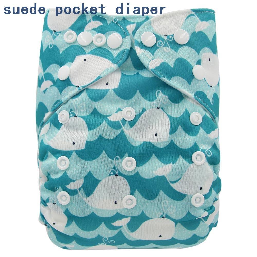 Newborn Cloth Diaper Sewed in Charcoal Bamboo Insert and Suede Pocket Diapers Waterproof Baby Nappies Design for Baby