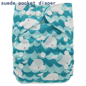 Newborn Cloth Diaper Sewed in Charcoal Bamboo Insert and Suede Pocket Diapers Waterproof Baby Nappies Design for Baby