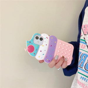 3D Delicious Cherry Ice Cream Silicone Phone Case For iphone 13 12 11 Pro Max Xs Xr 7 8 Plus X Se finger bubble game soft cover 3D Cartoon Cupcake Shape Soft Silicone Full Protection Shockproof Case