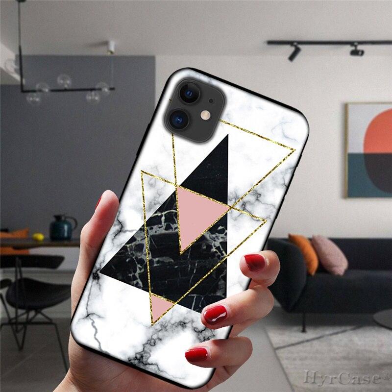Unique Abstract Ultra Thin Sparkle Soft Silicone Case For iPhone XS Max 8 7 Plus X XR 6 6S 5S Mini Black Phone Case Marble Geometric Art Soft Silicone Cover