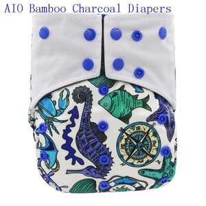 Newborn Cloth Diaper Sewed in Charcoal Bamboo Insert and Suede Pocket Diapers Waterproof Baby Nappies Design for Baby