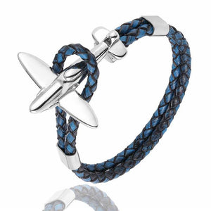 Stainless Steel Gold Aviation Airplane Anchor Bracelets For Men and Women In Retro Leather Bracelet Air Force Style Homme Jewelry Style