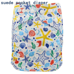 Newborn Cloth Diaper Sewed in Charcoal Bamboo Insert and Suede Pocket Diapers Waterproof Baby Nappies Design for Baby