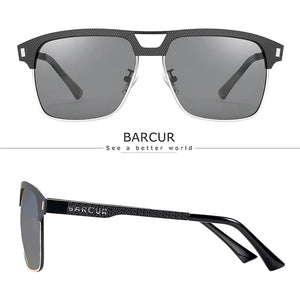 BARCUR Polarized Men’s Sunglasses – Fashionable Square Stainless Steel Frame UV400 Protection Anti-Reflective Outdoor Sports & Driving Eyewear – Original Design Casual Style with Premium Polycarbonate Lenses