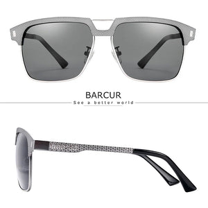 BARCUR Polarized Men’s Sunglasses – Fashionable Square Stainless Steel Frame UV400 Protection Anti-Reflective Outdoor Sports & Driving Eyewear – Original Design Casual Style with Premium Polycarbonate Lenses