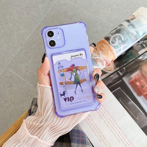 Transparent Wallet Case For iPhone 14 13 12 Pro Max Mini  Shockproof Cover with Card Slots Pockets Slim Fit Thin Protective Soft Shock-Absorbing Lightweight Wallet Case
