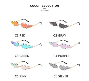NEW 2021 Fashion Fire Flame Sunglasses For Women With Brand Design Rimless Wave Eyewear Luxury Trending Narrow Style