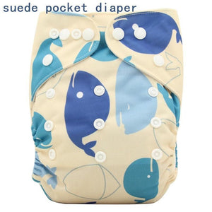 Newborn Cloth Diaper Sewed in Charcoal Bamboo Insert and Suede Pocket Diapers Waterproof Baby Nappies Design for Baby