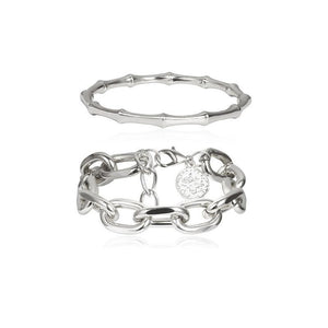 Luxury Modern New Gold Color Metal Chain Link Creative Bamboo Bracelet Bangle 2020 New Fashion Punk Bangle Bracelet Women Set