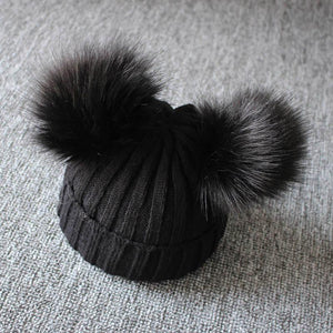 Cute Baby Hat & Scarf Set Pompom Infant Baby Girl Winter Hat For Kids Warm Knitted for Girls