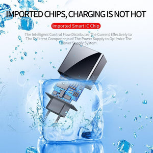 3 Port USB Phone Charger LED Display EU Plug Total Max 3A Smart Fast Charger Mobile Wall Charger For Smartphones