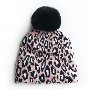 Matching Family Outfits Leopard Children Hats Mother Kids Hats Winter Kids Caps For Mother & Daughter in Elegan Leopard Design
