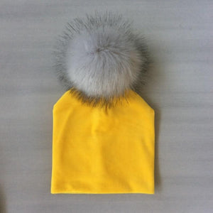 Kids Girls Solid Hat With Pompon Baby Beanie Pompom Cap Children's Accessories Design