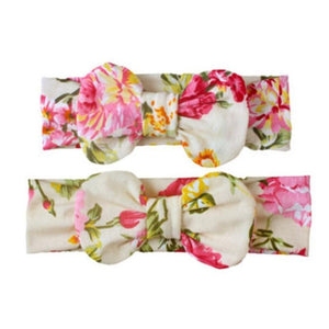 Mother & Baby Headband for Girl Bow Hairband Floral Elastic Hair Bands Parent-Child Turban Hair Accessories Bow For Mother and daughter