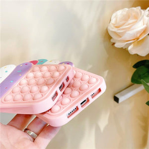 3D Delicious Cherry Ice Cream Silicone Phone Case For iphone 13 12 11 Pro Max Xs Xr 7 8 Plus X Se finger bubble game soft cover 3D Cartoon Cupcake Shape Soft Silicone Full Protection Shockproof Case