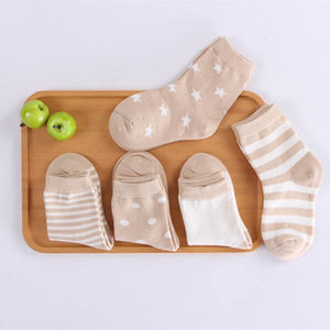 Luxury Modern 5pair Socks Set Kids Soft Cotton Socks Baby Cute Cartoon Warm Dots Fashion Sport Socks For Firls and Boys Kids