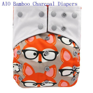 Newborn Cloth Diaper Sewed in Charcoal Bamboo Insert and Suede Pocket Diapers Waterproof Baby Nappies Design for Baby