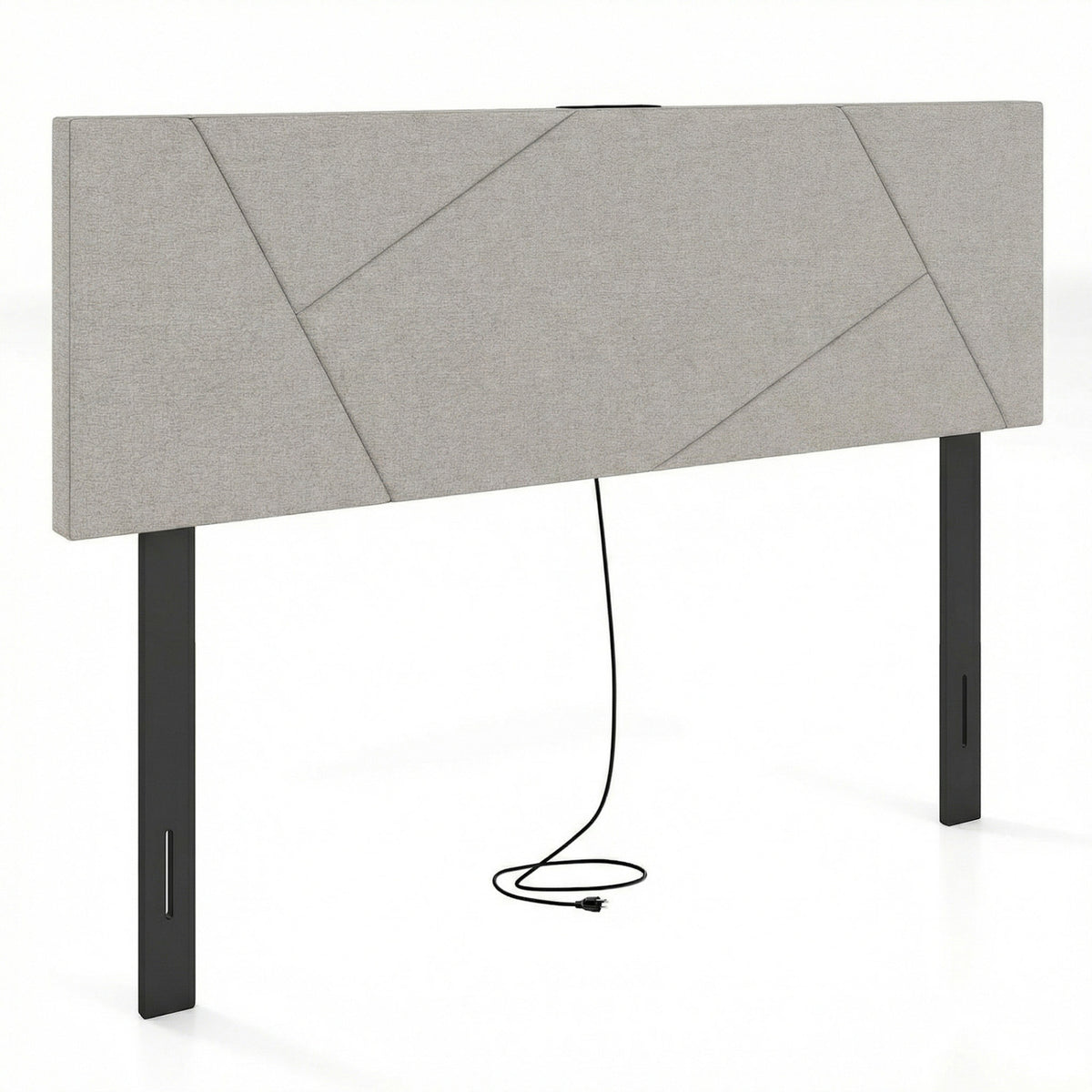 Headboard for Full Size Bed and Queen Geometric Upholstered Head Board-Gray