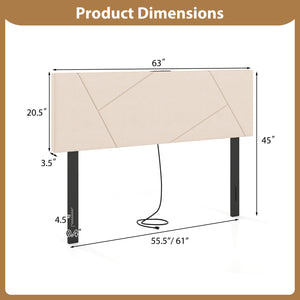 Headboard for Full Size Bed and Queen Geometric Upholstered Head Board-Beige