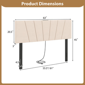 Headboard for Queen and Full Size Bed Geometric Upholstered Head Board-Beige