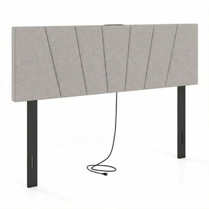 Headboard for Queen and Full Size Bed Geometric Upholstered Head Board-Gray