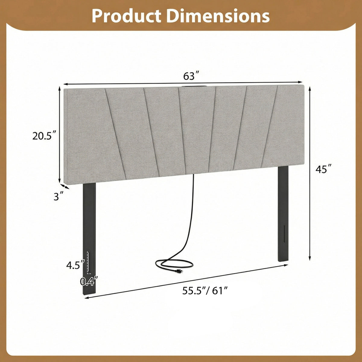 Headboard for Queen and Full Size Bed Geometric Upholstered Head Board-Gray