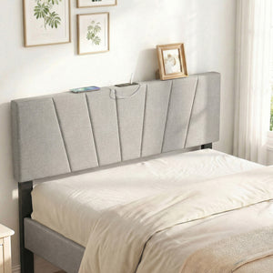 Headboard for Queen and Full Size Bed Geometric Upholstered Head Board-Gray