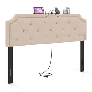 Headboard for Queen and Full Size Bed Tufted Upholstered Head Board-Beige