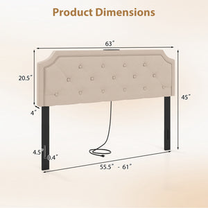 Headboard for Queen and Full Size Bed Tufted Upholstered Head Board-Beige