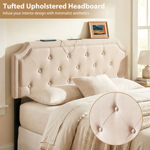 Headboard for Queen and Full Size Bed Tufted Upholstered Head Board-Beige