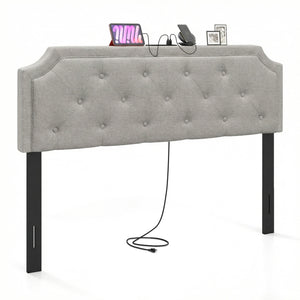 Headboard for Queen and Full Size Bed Tufted Upholstered Head Board-Gray