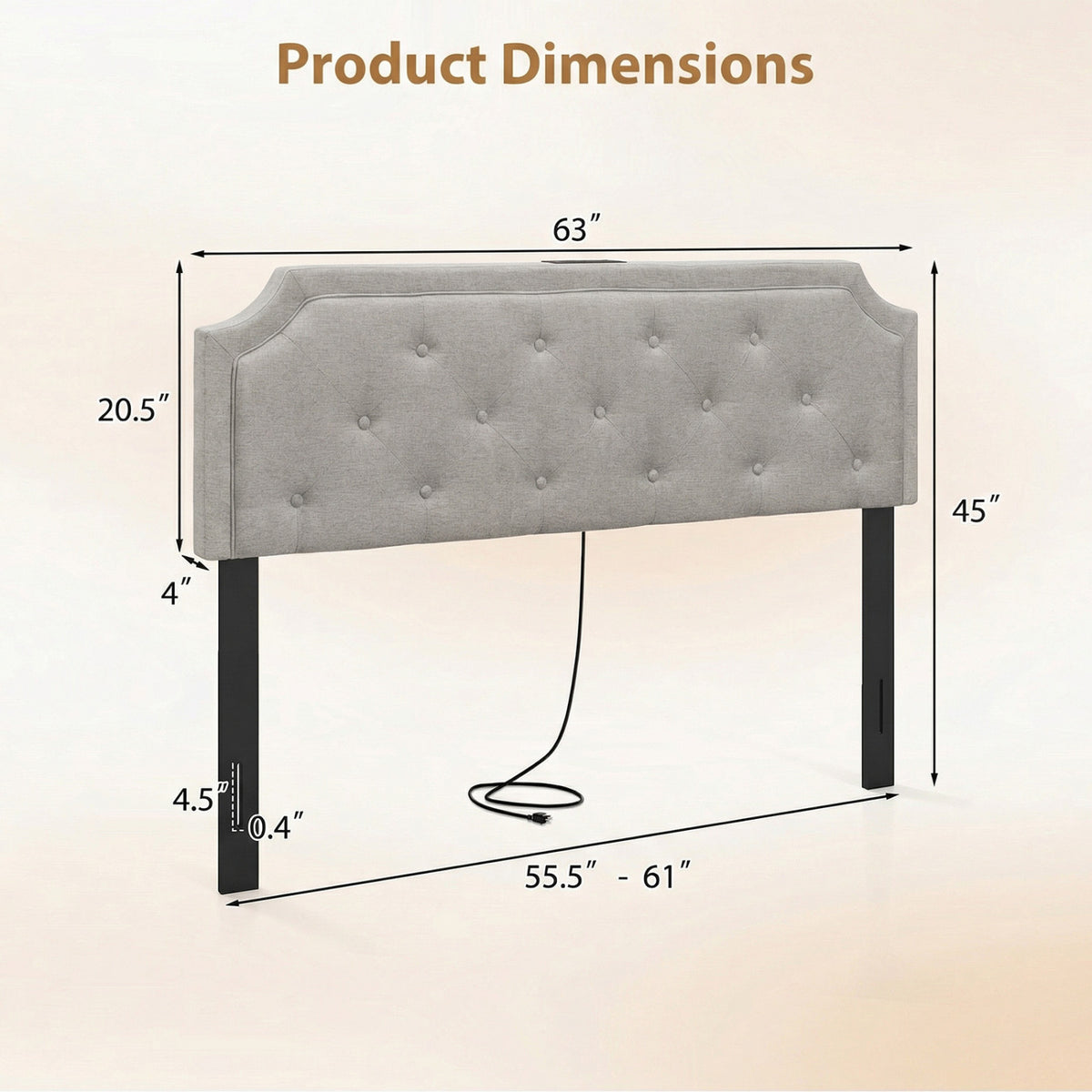 Headboard for Queen and Full Size Bed Tufted Upholstered Head Board-Gray