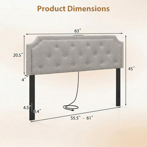 Headboard for Queen and Full Size Bed Tufted Upholstered Head Board-Gray