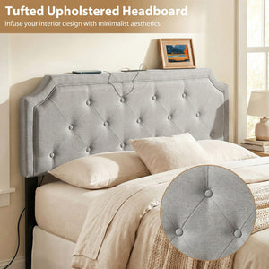 Headboard for Queen and Full Size Bed Tufted Upholstered Head Board-Gray