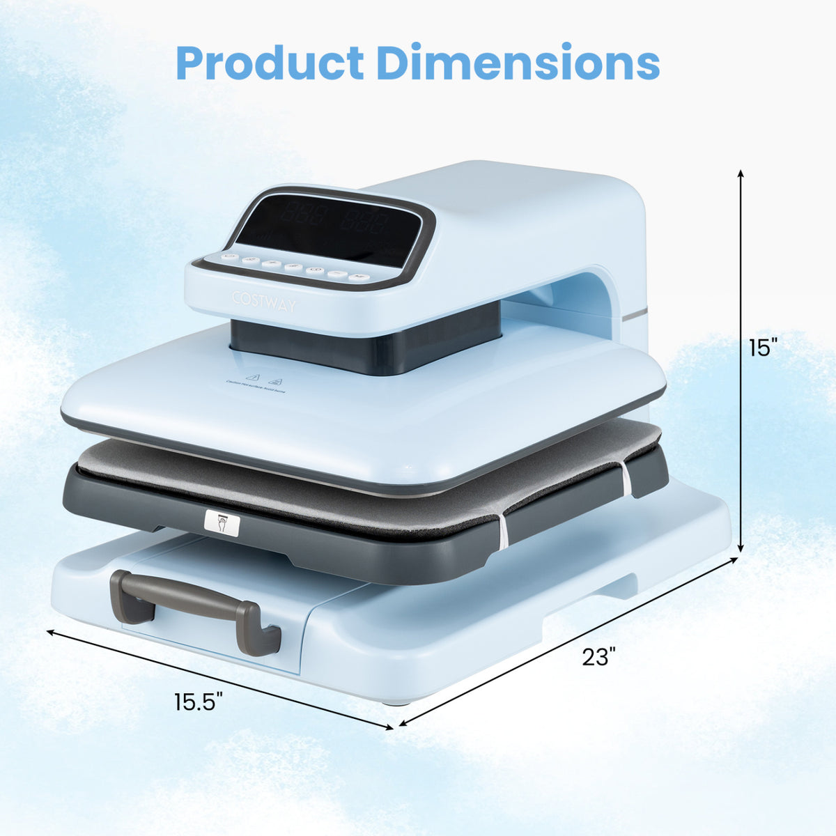 Heat Press Machine with Auto Release for T Shirts-Blue